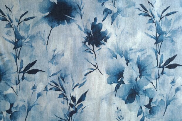 Viscose Linnen Twigs Blue