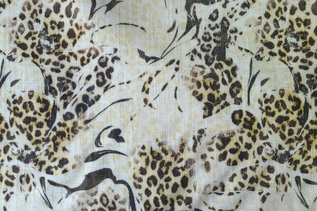 Viscose Linnen Leo Leaves Beige