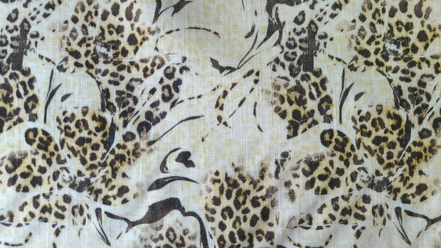 Viscose Linnen Leo Leaves Beige