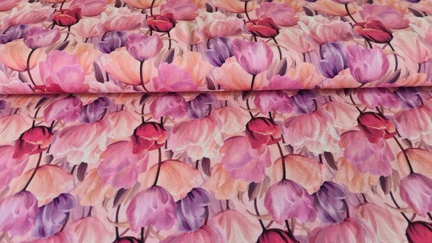 Bamboo Jersey Tulips Blush