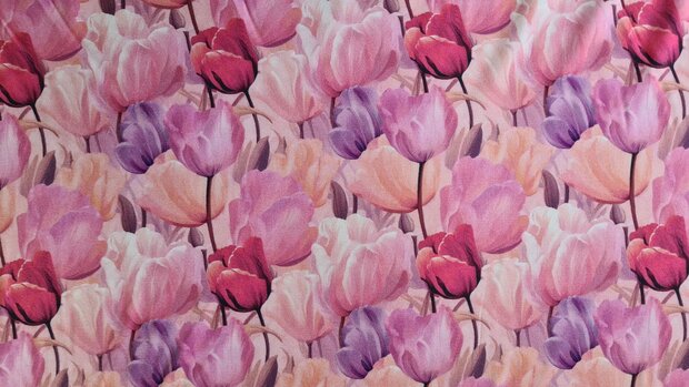 Bamboo Jersey Tulips Blush