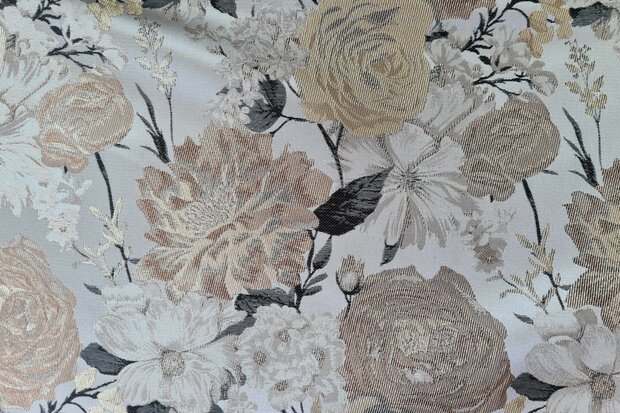 Jacquard Flower Silver/Beige