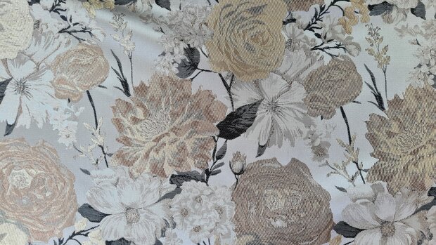 Jacquard Flower Silver/Beige