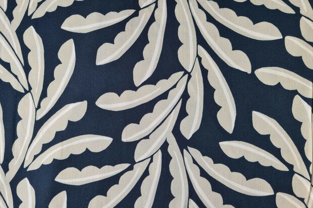 Viscose Stretch Satin Leaf Navy