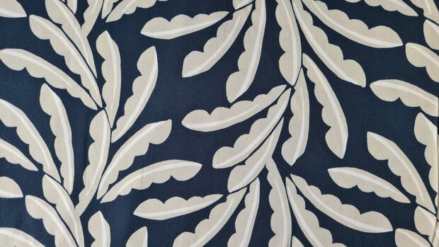 Viscose Stretch Satin Leaf Navy