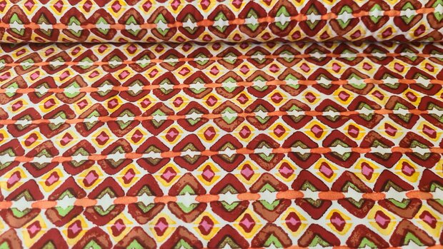 Viscose Poplin Abstract Red