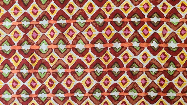 Viscose Poplin Abstract Red