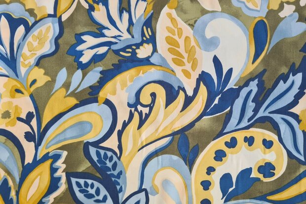 Viscose Poplin Paisley Blue