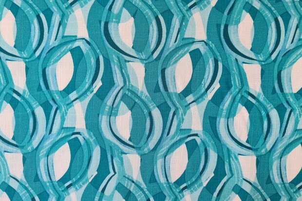 Viscose Stretch woven Abstract Petrol