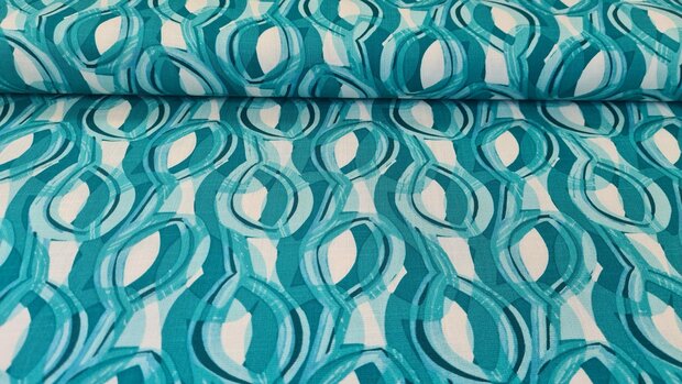 Viscose Stretch woven Abstract Petrol