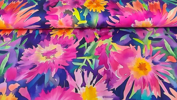Viscose Satin Flowers Carbon
