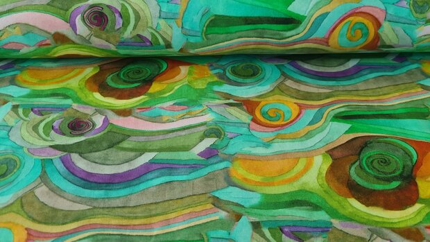 Cotton Jersey Starry Night Green