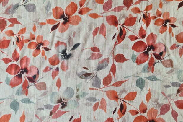 Viscose Linnen Flowers Pumpkin