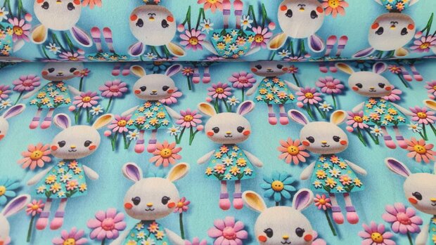 Cotton Jersey Baby Bunny Blue