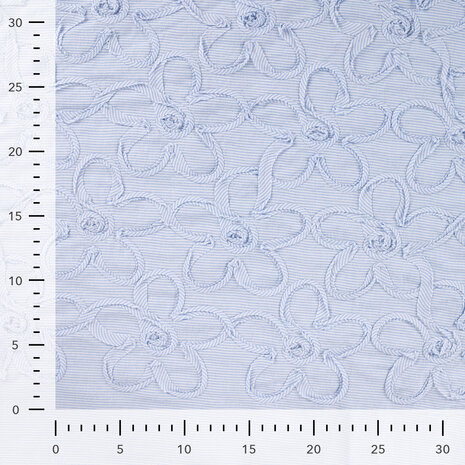 Cotton Embroidery Mini Stripes / Flowers Blue 