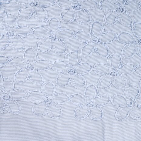 Cotton Embroidery Mini Stripes / Flowers Blue 