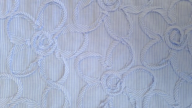 Cotton Embroidery Mini Stripes / Flowers Blue 