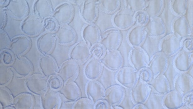 Cotton Embroidery Mini Stripes / Flowers Blue 