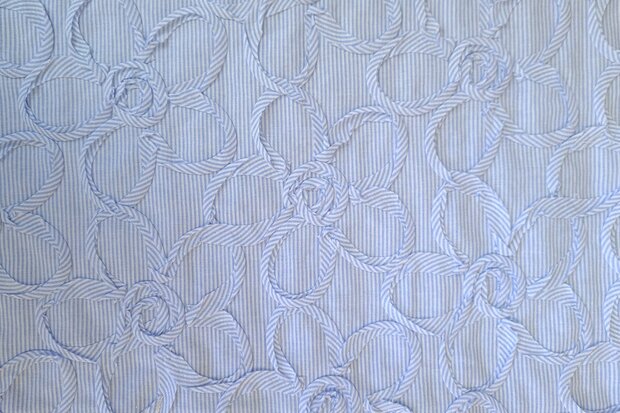 Cotton Embroidery Mini Stripes / Flowers Blue 