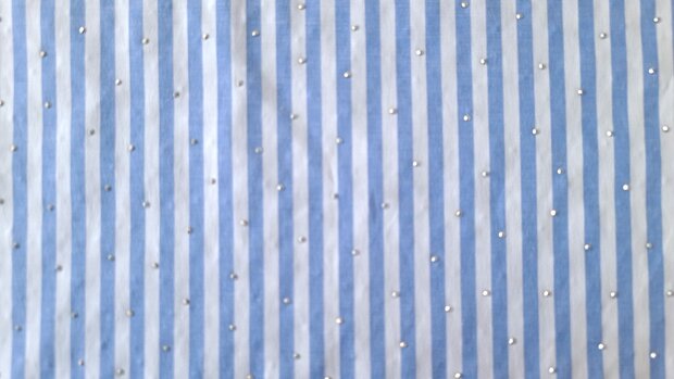 Cotton Stretch Stripes & Dots White-Blue