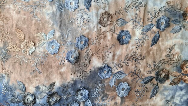 Cotton Embroidery Tie Dye Navy-Brown