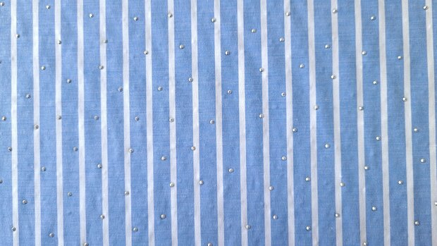 Cotton Stretch Stripes & Dots Blue-White