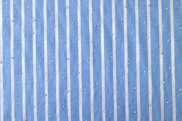Cotton Stretch Stripes & Dots Blue-White