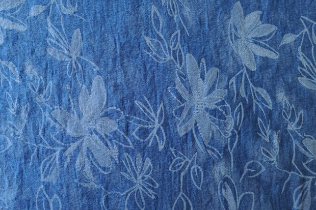 Tencel Jeans  Jacquard Flowers Indigo