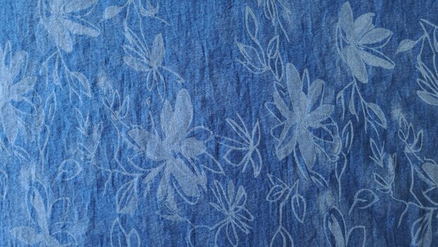 Tencel Jeans  Jacquard Flowers Indigo