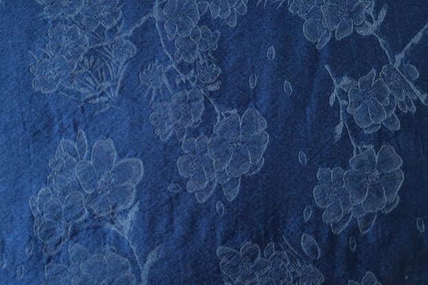 Tencel Jeans  Jacquard Flowers Indigo 2