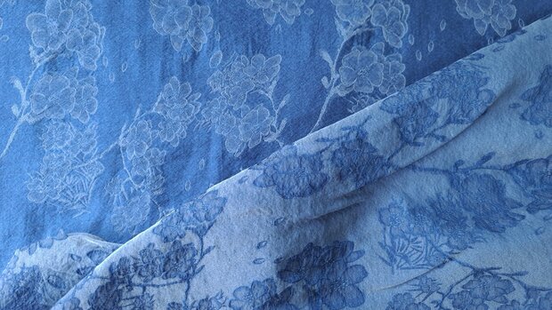 Tencel Jeans  Jacquard Flowers Indigo 2
