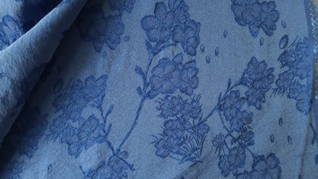 Tencel Jeans  Jacquard Flowers Indigo 2