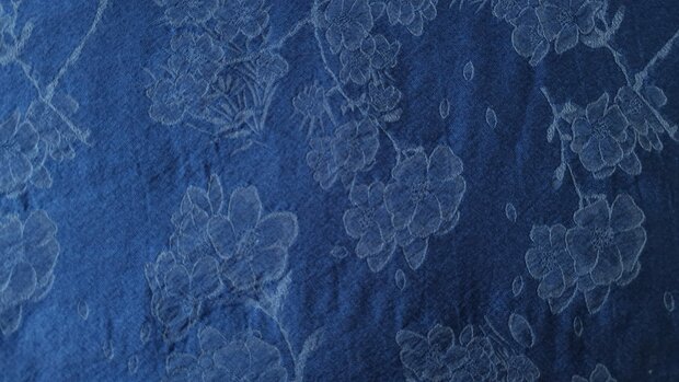 Tencel Jeans  Jacquard Flowers Indigo 2