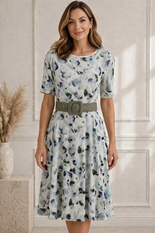 Viscose Linnen Leaves Lilac