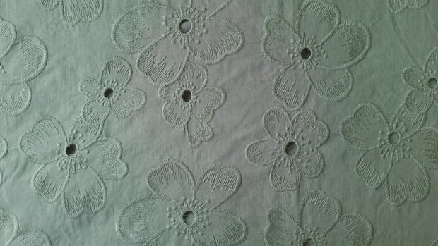 Cotton Embroidery Flowers Khaki