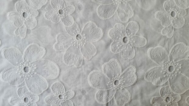 Cotton Embroidery Flowers Off White