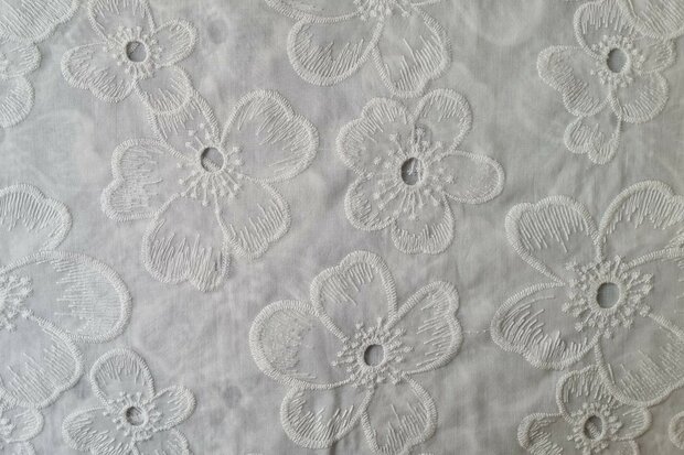 Cotton Embroidery Flowers Off White