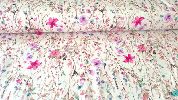 Cotton Stretch Satin Little Twigs Pink