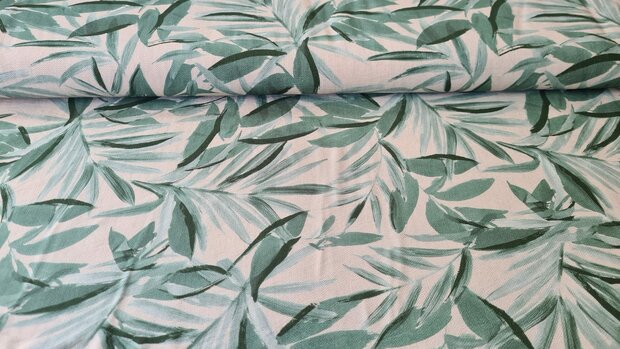 Viscose Crepe Plant Leaves Green