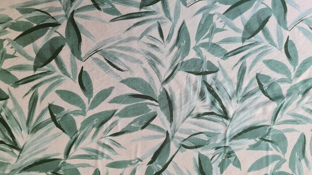 Viscose Crepe Plant Leaves Green