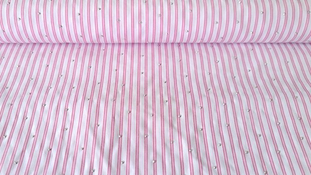 Cotton Mix Small Stripes & Dots White-Ros&eacute;