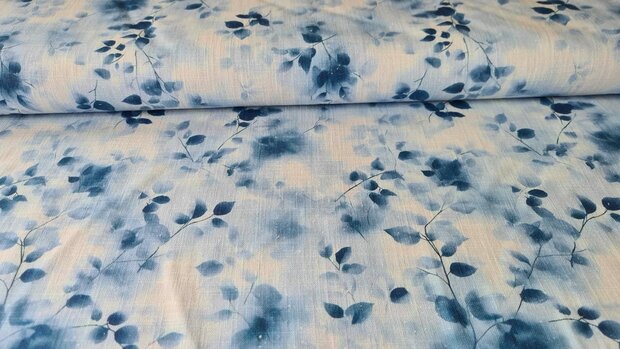 Linnen Cotton Twigs Blue