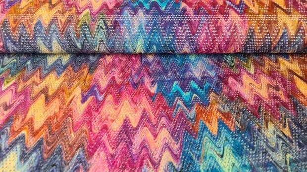Viscose Jersey Punched Zig Zag Multi