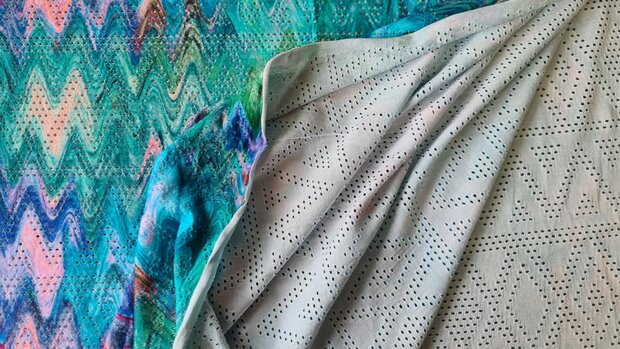 Viscose Jersey Punched Zig Zag Aqua 