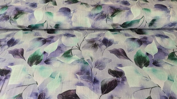 Viscose Linnen Leaves Lilac 2