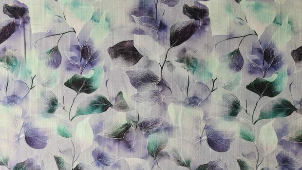 Viscose Linnen Leaves Lilac 2