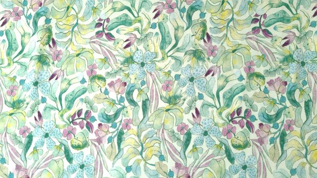 Bamboo Jersey Flowers Mint
