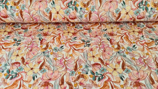 Bamboo Jersey Flowers Peach
