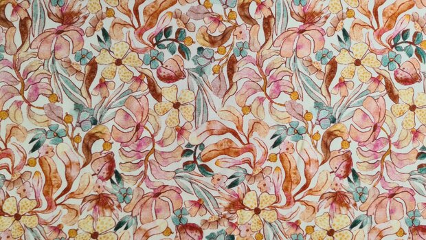 Bamboo Jersey Flowers Peach