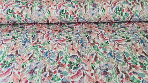 Bamboo Jersey Flowers Green